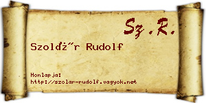 Szolár Rudolf névjegykártya