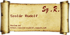 Szolár Rudolf névjegykártya
